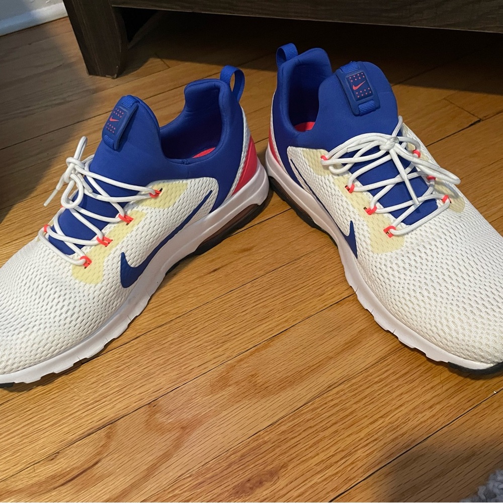 Nike Air Max Motion Racer Sneakers White, Blue, and Red
